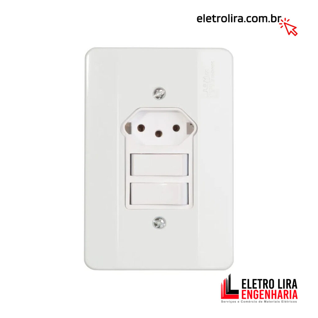 Tomada com 2 Interruptor de Embutir - Eletro Lira Materiais Elétricos