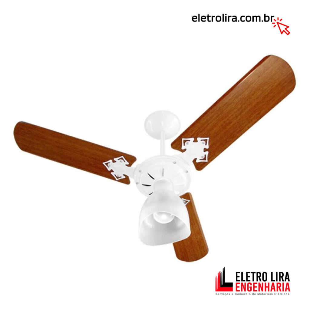Ventilador de Teto New Madeira com Branco
